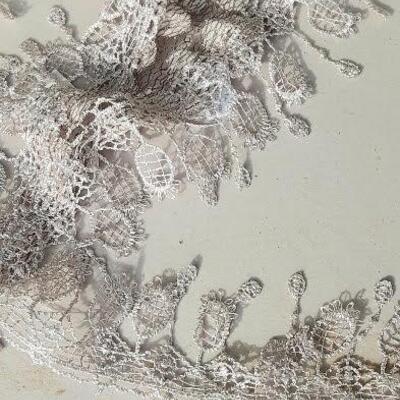 Taupe Circles Lace Scarf