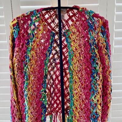 Sandy Starkman fun cardigan knotted rag on mesh Size Sm