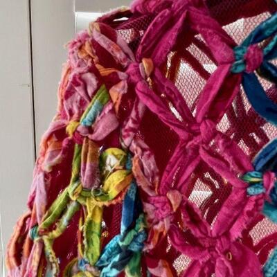 Sandy Starkman fun cardigan knotted rag on mesh Size Sm