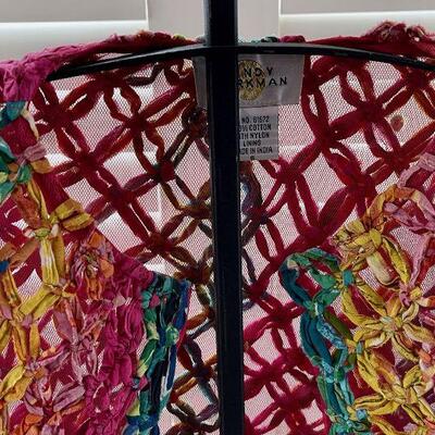 Sandy Starkman fun cardigan knotted rag on mesh Size Sm