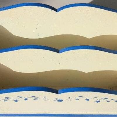 Blue Trim Wooden Letter Holder