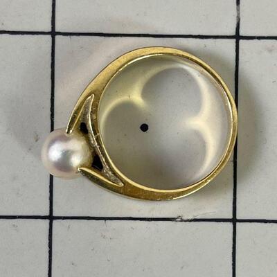 #4  Gold Pearl Ring 14K Marked 