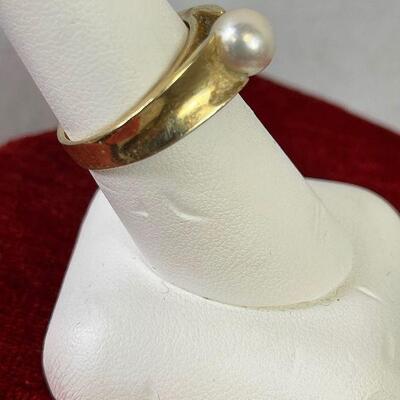 #4  Gold Pearl Ring 14K Marked 