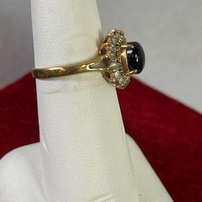 #21 Ring w/Black Stone (Onyx?) 18K HE 2.6g Sz 6-1/2 