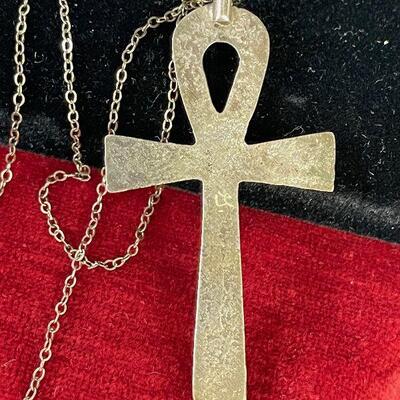 #25 Silver Egyptian Cross Pendant Not Marked 13.2 g
