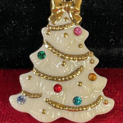 #27  Lenox Christmas Tree Pin w/ Rhinestones 