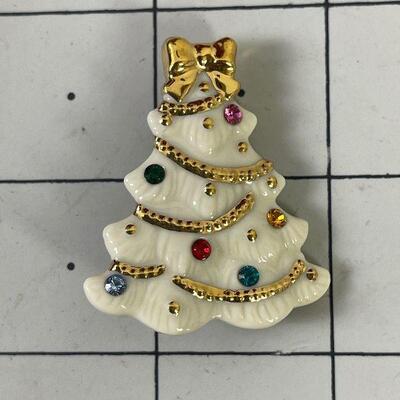#27  Lenox Christmas Tree Pin w/ Rhinestones 