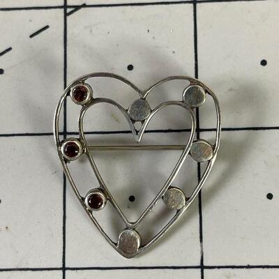 #32 .925 Silver HEART Pin Marked  