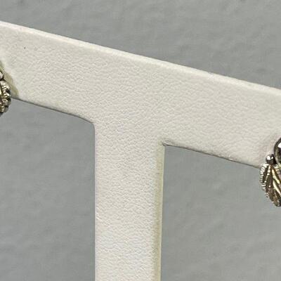 #44 Sterling Silver Earrings 3.4 g Leaf (matches #17) 
