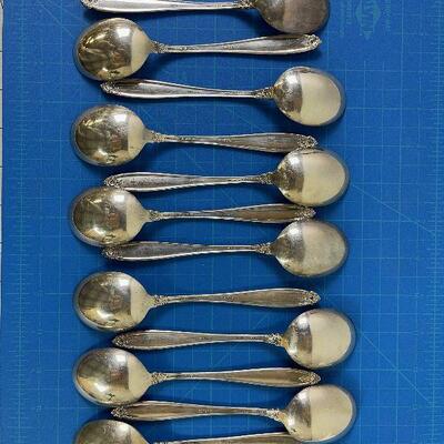 #60 Prelude (12) Sterling Silver Soup Spoons .925 450g. 