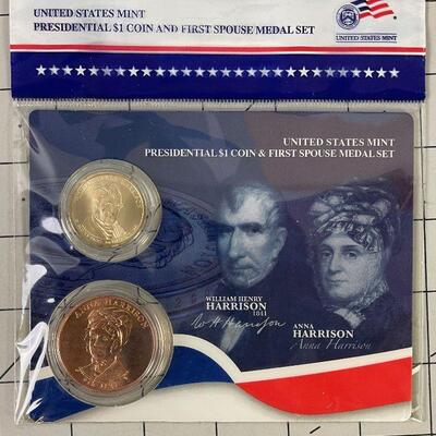 #81  U.S. Mint PRESIDENTIAL $1 COIN & Spouse Medal set. 