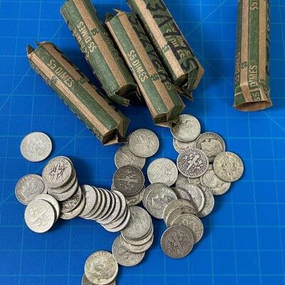 #92 $5 Face Value of Silver Roosevelt Dimes 90% 3.6 ozt Silver 