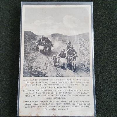 WW2 Nazi Motorcyle Troop Postcard