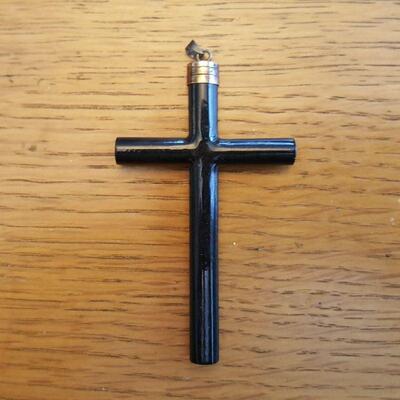Obsidian (?) Cross for Necklace