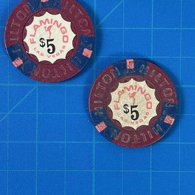 #115 2 Flamingo Hilton Gaming Tokens - Vintage 