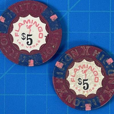 #115 2 Flamingo Hilton Gaming Tokens - Vintage 