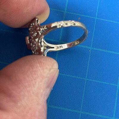 #118 White Gold 14 K Filigree Woman's Ring Sz 6 2.8 g