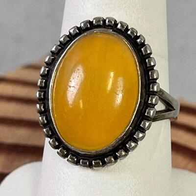 #121 SILVER .925 with a Polished Orange Calcite 