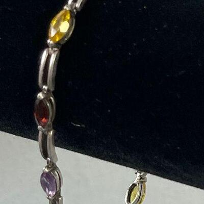 #129 .925 Silver Cute Stone Bracelet 7