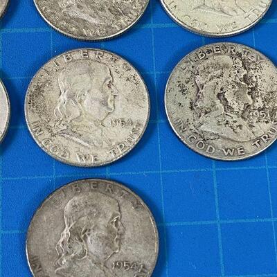 #130 Franklin Half Dollars (7) Circulated - Junk Silver 