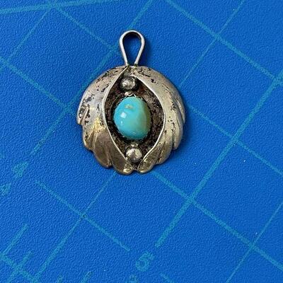 #163 Small Turquoise Pendant Not Marked 2 grams 