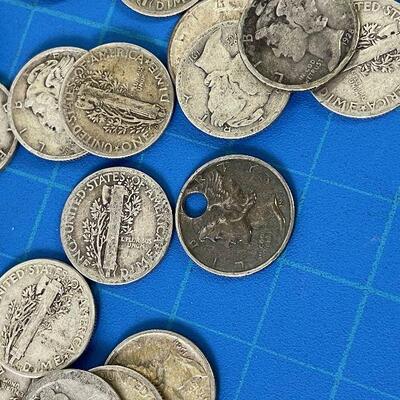 #166 (50) MERCURY Dimes - Circulated 