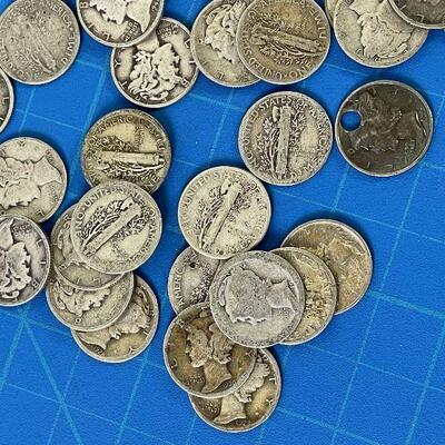 #166 (50) MERCURY Dimes - Circulated 