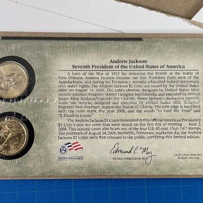 #170 Commemorative Andrew Jackson Dollar  Day of First Issue Stamp Sealed 
