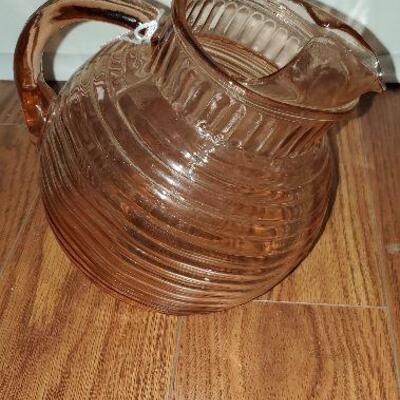 Vintage Pink Depression Glass Tilt pitcher - (item #31) - 7 inches tall