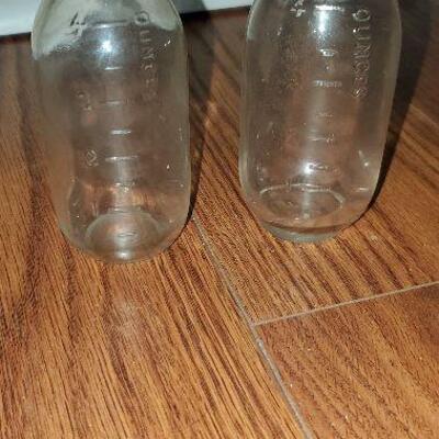 Two Small Vintage 4 ounce Glass Bottles - 4 3/4