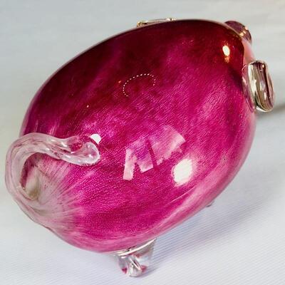 Hand Blown Glass Pink Pig