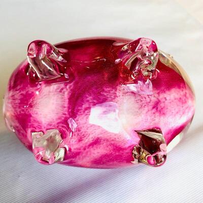 Hand Blown Glass Pink Pig