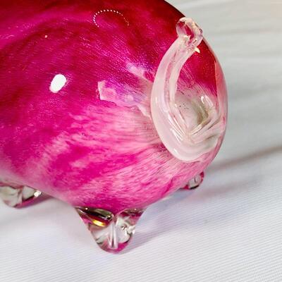 Hand Blown Glass Pink Pig