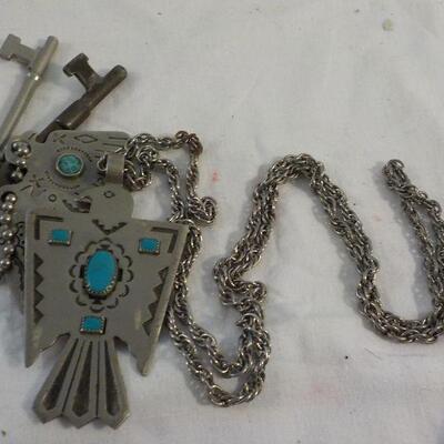 Hand made 5 Navaho Indian Thunder bird Jewelry & Keys.