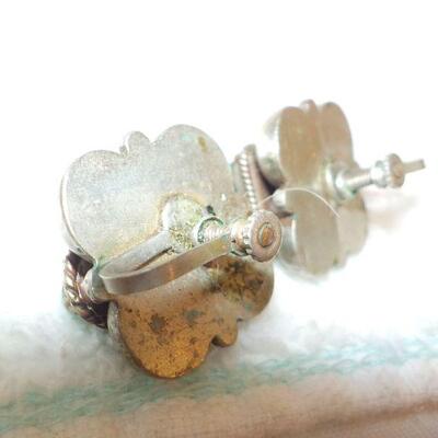 " Sterling Silver Ear rings with Jade stones".