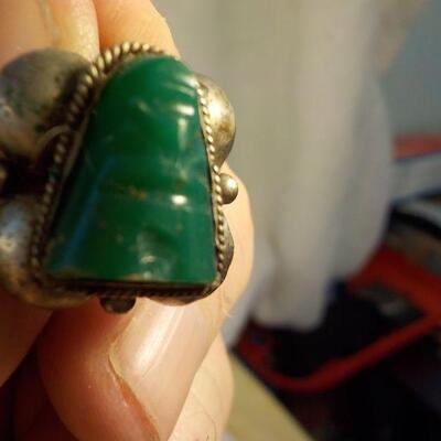 " Sterling Silver Ear rings with Jade stones".