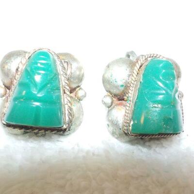 " Sterling Silver Ear rings with Jade stones".