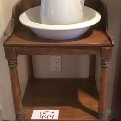 E - 444. Antique Wash Stand with Bowl and Pitcher