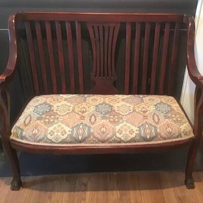 E - 449 Beautiful Mahogany / Upholstered Bench  