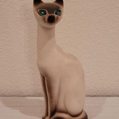 Lot 2: Vintage Mid Century Modern California Pottery Siamese Cat with Emerald Jeweled Eyes