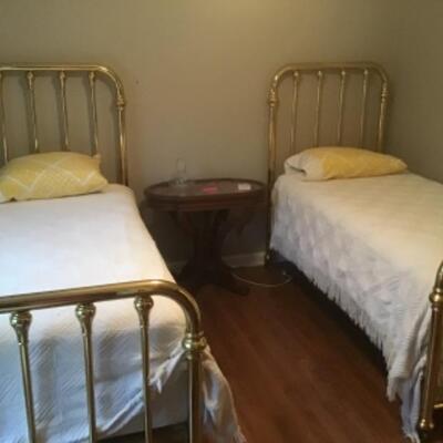 F - 481 Pair of Antique Twin Brass Beds Circa 1890 