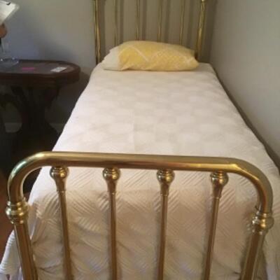F - 481 Pair of Antique Twin Brass Beds Circa 1890 