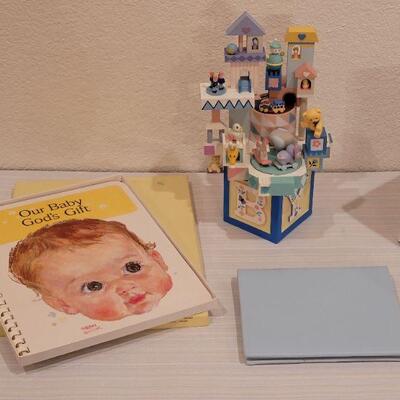 Lot 23: NEW Baby Music Box, Baby Book and Album 