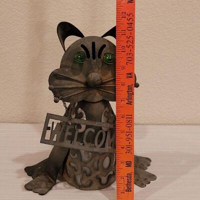 Lot 31: Vintage Metal Kitty Welcome Outdoor Deco