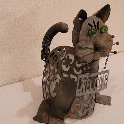 Lot 31: Vintage Metal Kitty Welcome Outdoor Deco