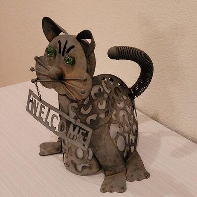 Lot 31: Vintage Metal Kitty Welcome Outdoor Deco