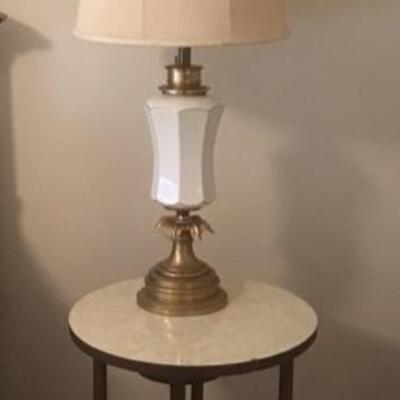 I - 503   Side Table & Antique Lamp