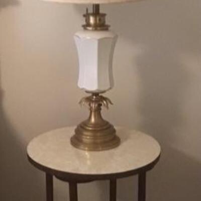 I - 503   Side Table & Antique Lamp