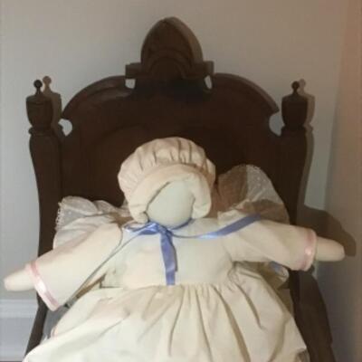 I - 509 Antique Victorian Walnut Doll Bed 