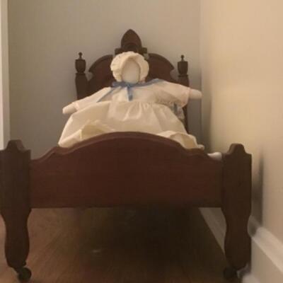 I - 509 Antique Victorian Walnut Doll Bed 